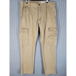 wrangler mens regular taper cargo pant size 33x30 beige cotton stretch